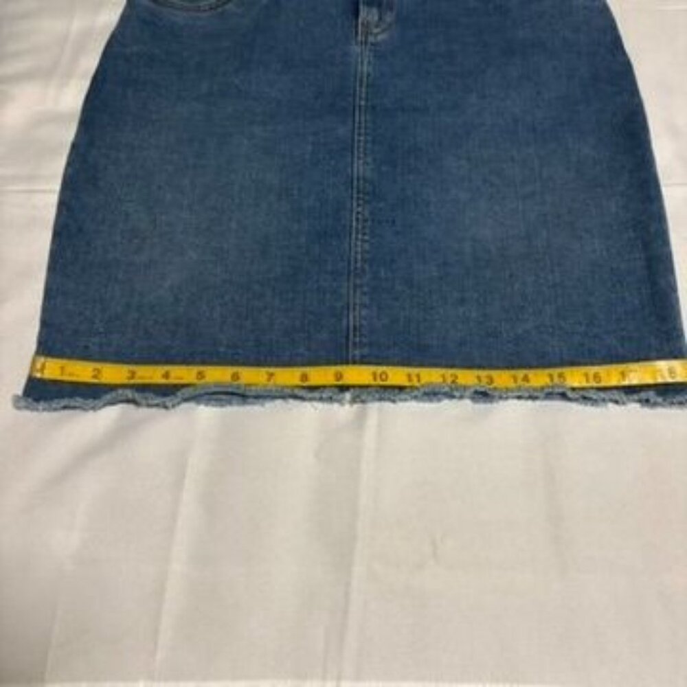 J.McLaughlin Denim Skirt Size 10 Raw Hem Blue Womens Casual Cotton Blend - Picture 5 of 9
